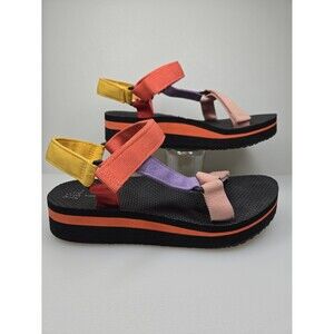 Time and Tru Platform Nature Multi Color Pastel Sandals Rainbow Women's  Size 9